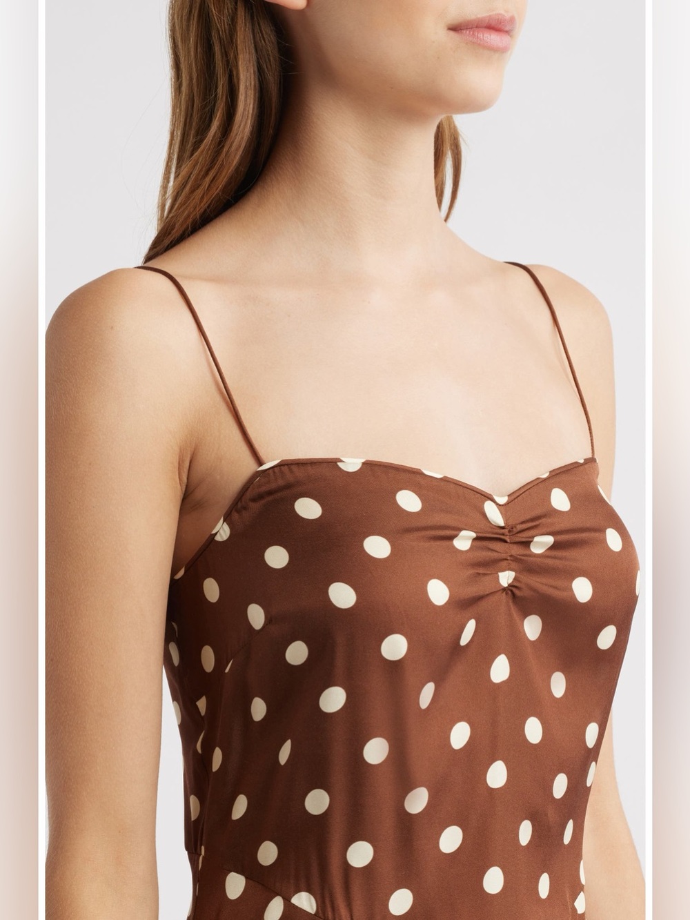 DOEN Lorraine Polka Dot Silk Blend Satin Midi Dress - Picture 3 of 7